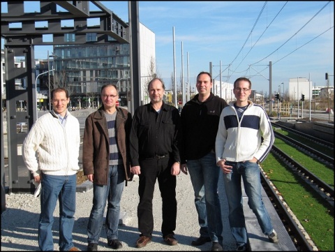 Markus Schaufler und Frank Wornath von der IG Riedberg mit Matthias, Thomas und Markus