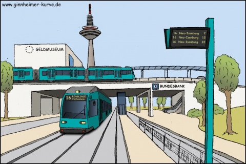 Station Bundesbank: Umstieg zur Straßenbahn-Ringlinie